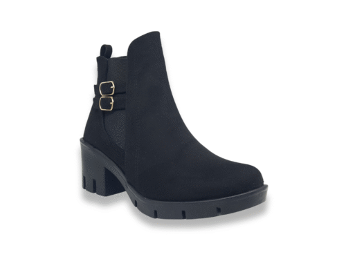 Botines con Hebilla Ante Negro #900