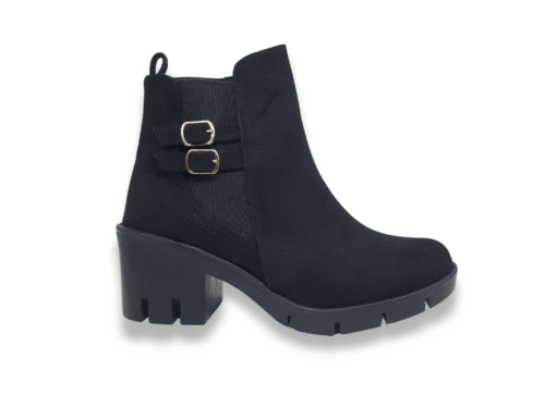 Botines con Hebilla Ante Negro #900