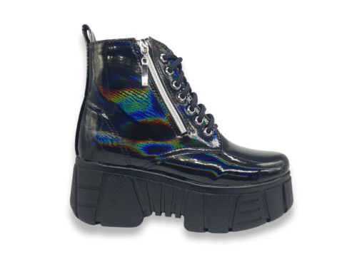 19 Botas De Plataforma Con Cierre Tornasol Negro #3000