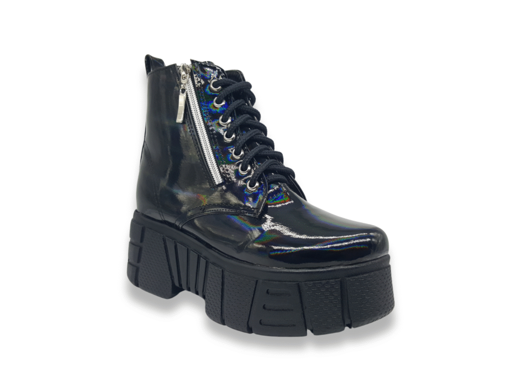 Botas De Plataforma Con Cierre Tornasol Negro #3000