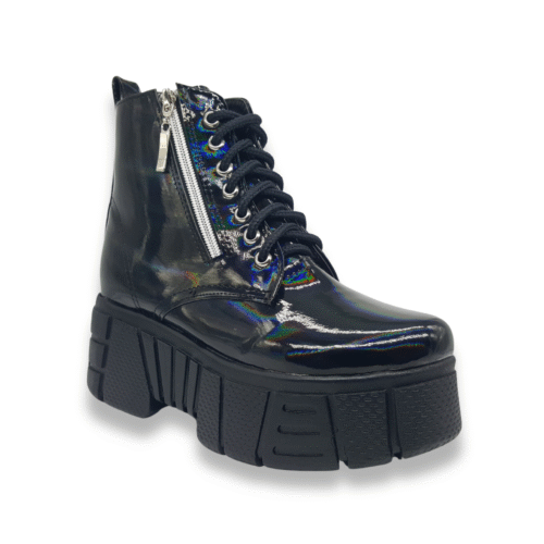 Botas De Plataforma Con Cierre Tornasol Negro #3000