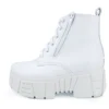 Botas De Plataforma Con Cierre Vinipiel Blanco #3000