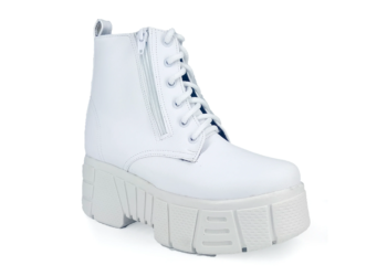 Botas De Plataforma Con Cierre Vinipiel Blanco #3000