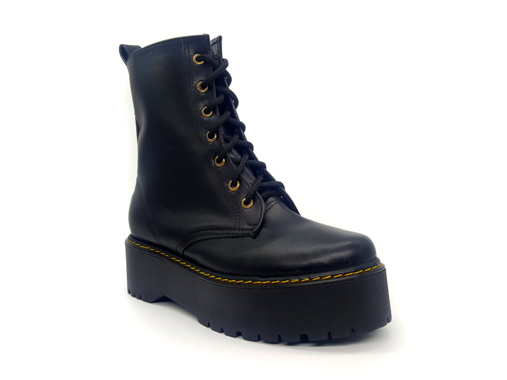 Botas De Plataforma Con Cierre Cobrizo Vinipiel Negro #400