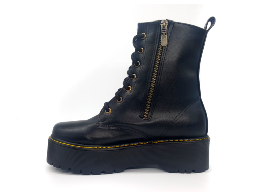 Botas De Plataforma Con Cierre Cobrizo Vinipiel Negro #400
