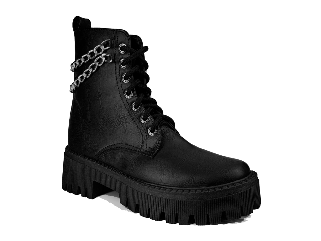 Botas Plataforma Con Cadena Vinipiel Negro #410