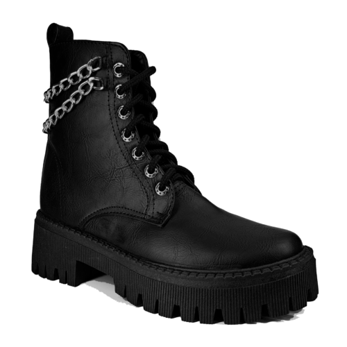 Botas Plataforma Con Cadena Vinipiel Negro #410