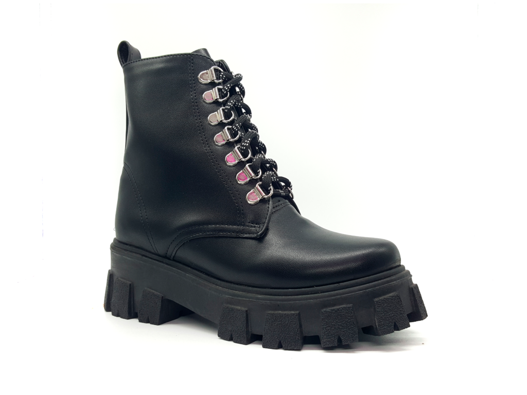 Botas De Plataforma Vinipiel Negro #500